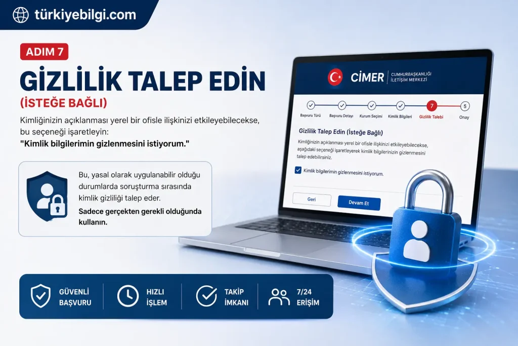 Adım 7: Gizlilik Talep Edin (İsteğe Bağlı)