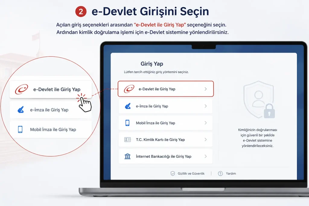 Adım: e-Devlet Girişini Seçin