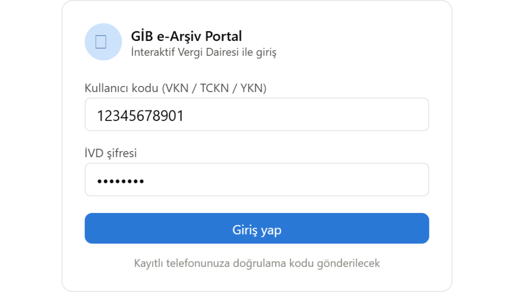 İnteraktif Vergi Dairesi ile Giriş