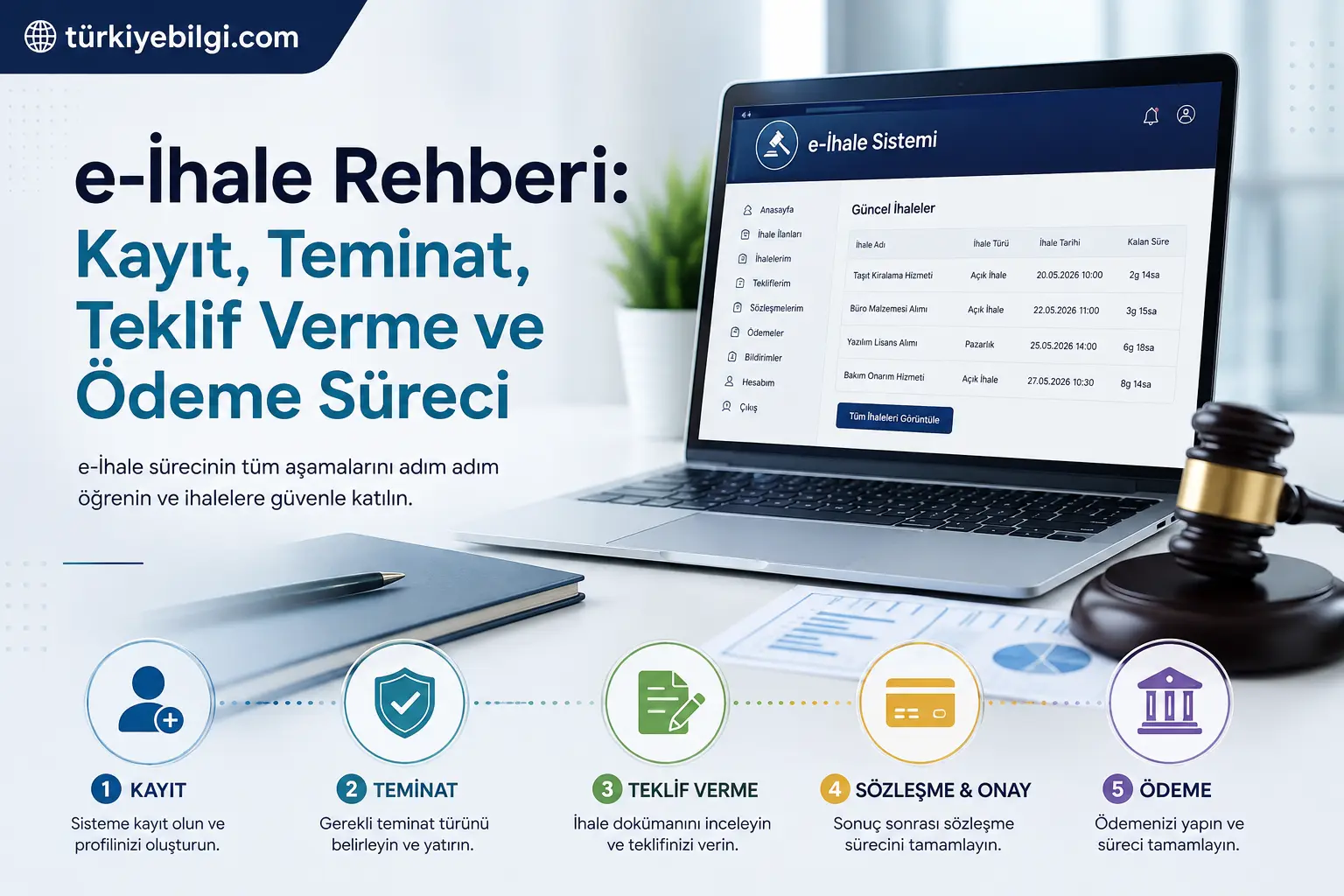 e-İhale Rehberi 2026: Kayıt, Teminat, Teklif ve Ödeme