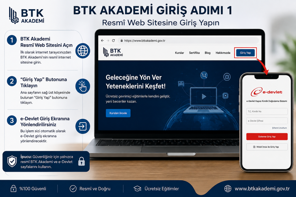 1. BTK Akademi Resmî Web Sitesini Açın