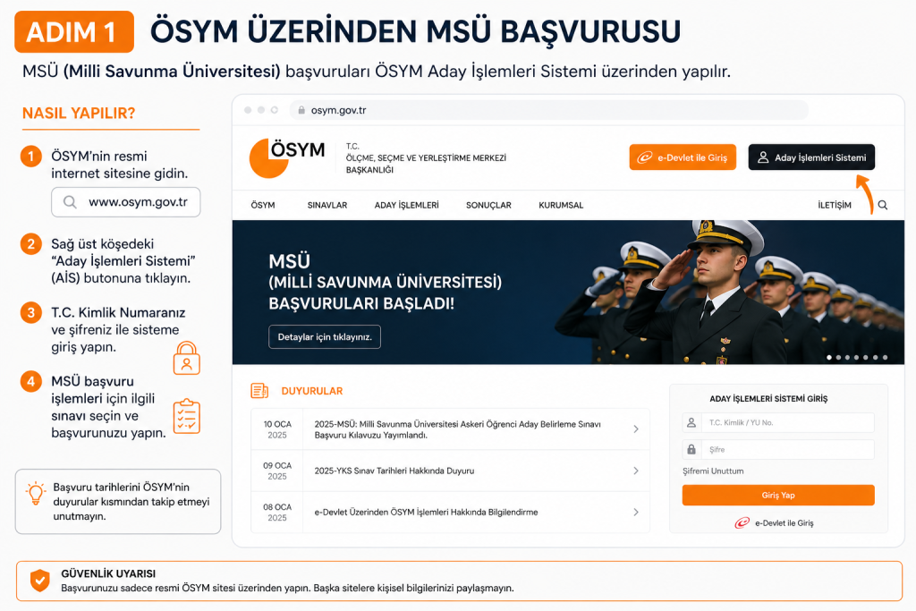 Adım 1: ÖSYM Üzerinden MSÜ Başvurusu