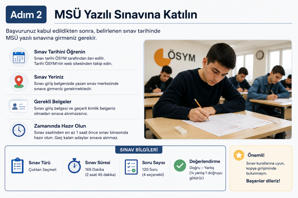 Adım 2: MSÜ Yazılı Sınavına Katılın