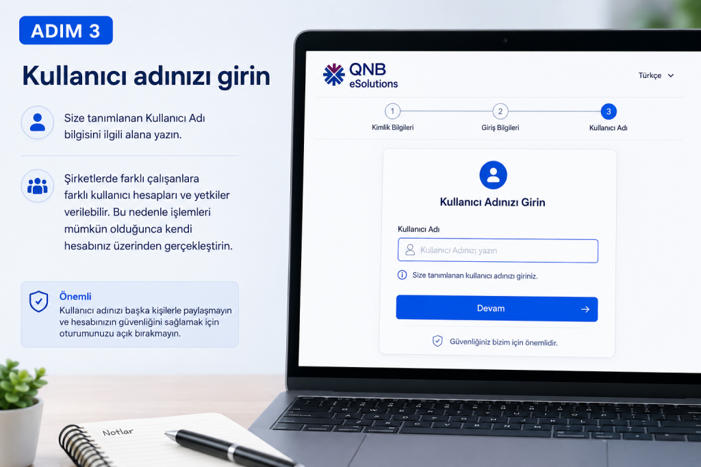 3. Kullanıcı adınızı girin