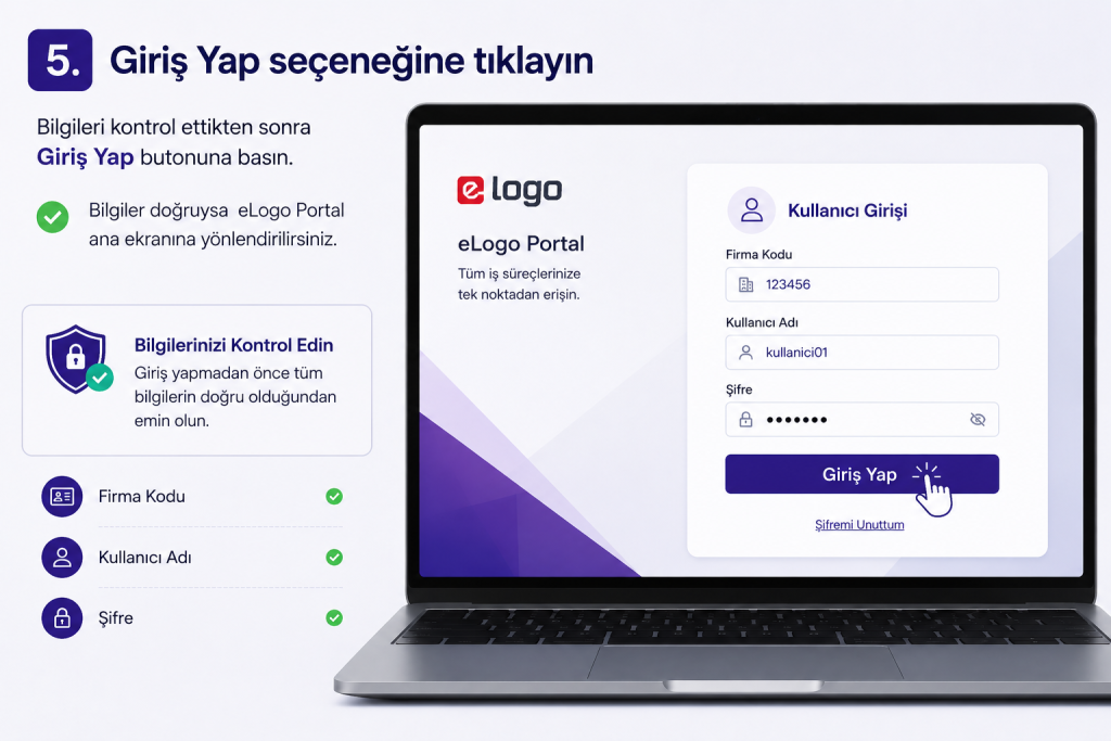5. Giriş Yap seçeneğine tıklayın