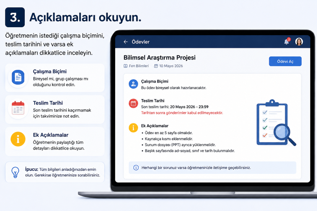 3. Açıklamaları okuyun.
