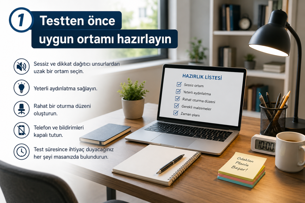 1. Testten önce uygun ortamı hazırlayın
