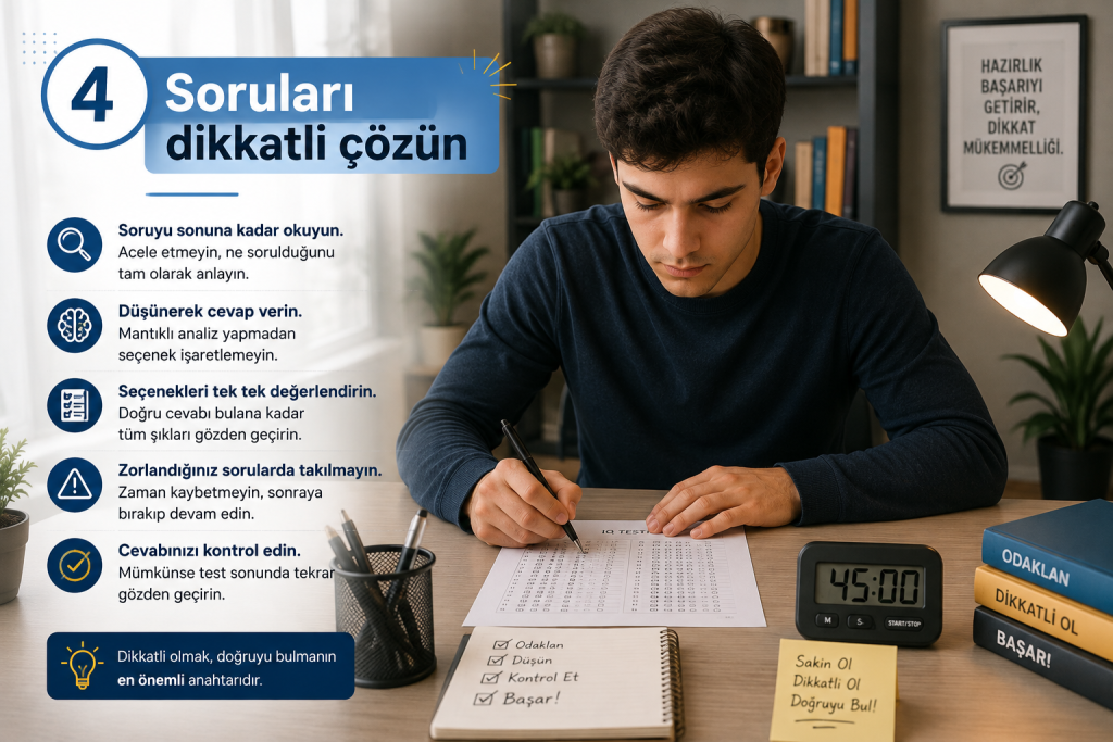 4. Soruları dikkatli çözün