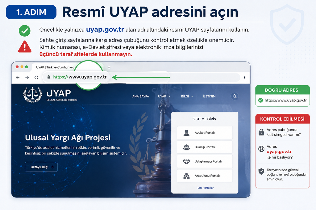 1. Resmî UYAP adresini açın