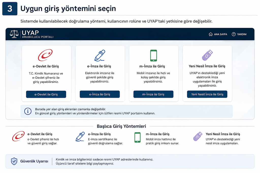 3. Uygun giriş yöntemini seçin