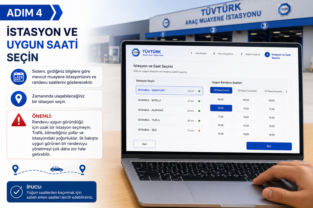 Adım 4: İstasyon ve Uygun Saati Seçin